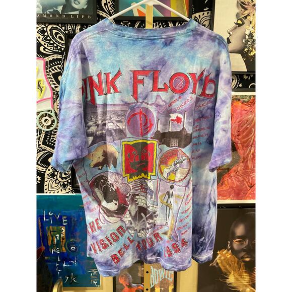 Rare 1994 Vintage Pink Floyd Rare The Division Bell Tie Dye AOP Tour Tee Size XL - Picture 7 of 8